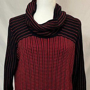 Calvin Klein dark blue and red knit cowl neck sweater